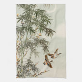 Vogels Bamboe Aziatisch Japans  Theedoek (Verticaal)