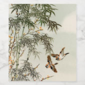 Vogels Bamboe Aziatisch Japans  Wijn Etiket (Enkel label)
