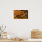 Vogels, bamboe en Camellias Japans artikel 1644-19 Poster (Keuken)