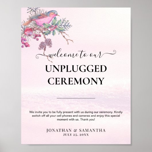 Vogels & Bessen Denneappel Aquarel Wintertrouw Poster (Voorkant)