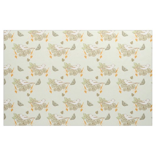 Vogels Bessen en vlinders Stof (Yard (91,4 cm))
