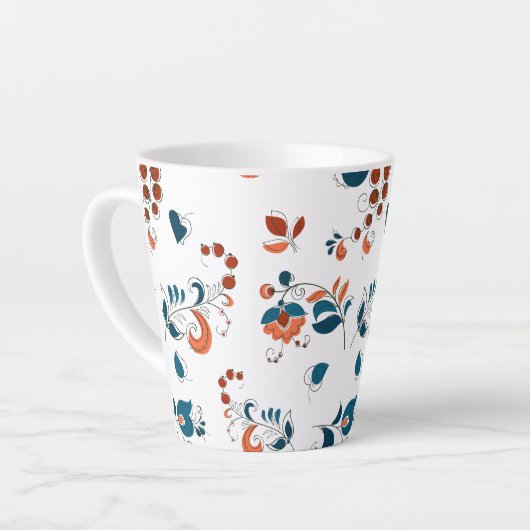 Vogels & bessen in Russische stijl Latte Mok (Linkerhoek)