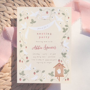 Vogels & Bessen Nestfeest Meisje Baby Shower Kaart