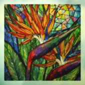 Vogels bij Sunrise Glas in lood art Raamsticker (Vel 3)