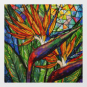 Vogels bij Sunrise Glas in lood art Raamsticker (Vel)