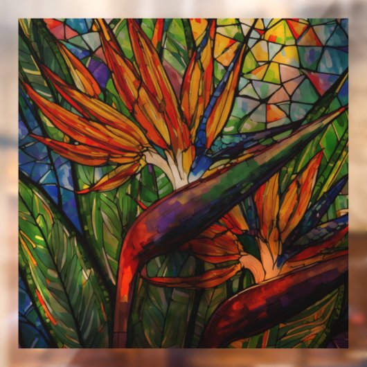 Vogels bij Sunrise Glas in lood art Raamsticker (Vel 2)