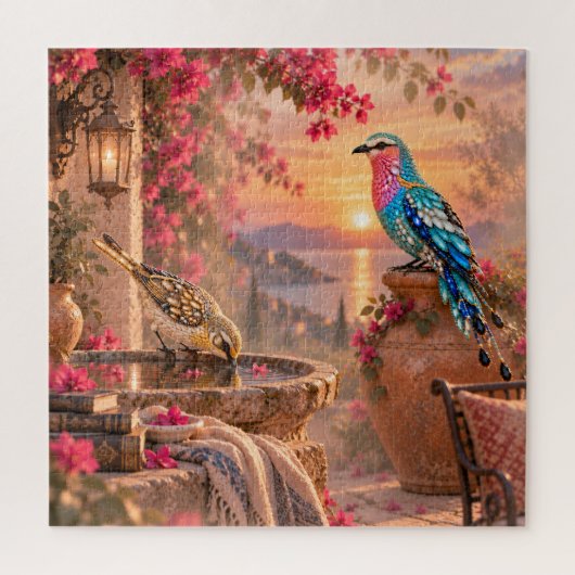 Vogels bij zonsondergang legpuzzel (Verticaal)