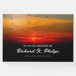 Vogels bij zonsopgang hemel vieren het leven gastenboek