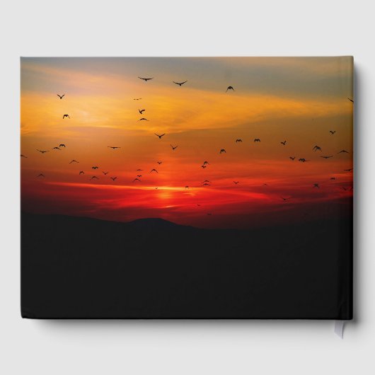 Vogels bij zonsopgang hemel vieren het leven gastenboek (Achterkant)