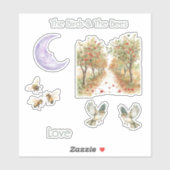 Vogels Bijen Appelbomen Liefde Maan Sticker (Vel)