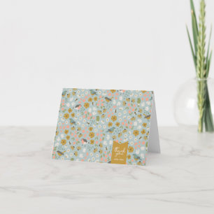 Vogels + bijen Bruids of Baby shower gepersonalise Bedankkaart