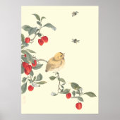 Vogels, bijen en Cherries antiek oosterse kunst Poster (Voorkant)
