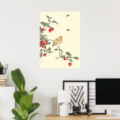 Vogels, bijen en Cherries antiek oosterse kunst Poster (Thuiskantoor)