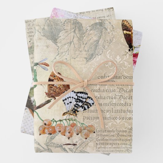  vogels, bijen en vlinderephemera ontkoppeling inpakpapier vel (In situ)