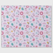 Vogels, bijen en vlinders Bloemen Cadeaupapier (Vlak)