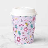 Vogels, bijen en vlinders Bloemen Papieren Bekers (Links)