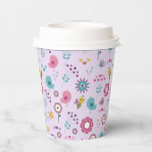 Vogels, bijen en vlinders Bloemen Papieren Bekers (Achterkant)