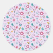 Vogels, bijen en vlinders Bloemen Ronde Sticker (Voorkant)