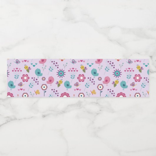 Vogels, bijen en vlinders Bloemen Waterfles Etiket (Enkel label)