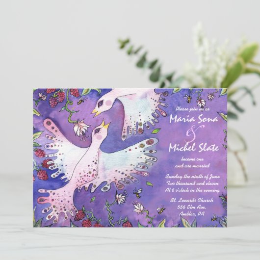 Vogels & Bijen Uitnodiging voor het Huwelijk Nodig (Staand voorkant)