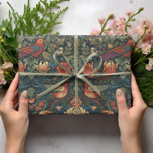 Vogels Bladeren Bloem Motief Vintage William Morri Cadeaupapier