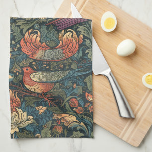 Vogels Bladeren Bloem Motief Vintage William Morri Theedoek