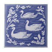 Vogels Blauw en Wit Art Nouveau Zwanen Tegeltje (Voorkant)