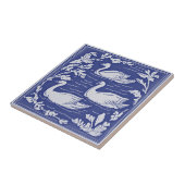 Vogels Blauw en Wit Art Nouveau Zwanen Tegeltje (Zijkant)