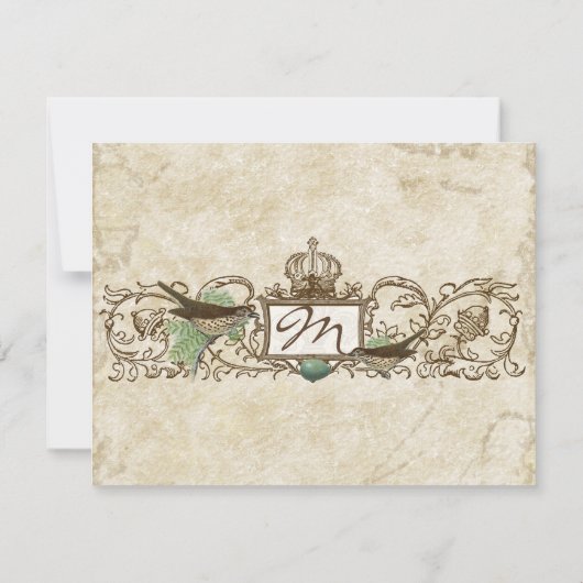  vogels, blauwe eitjes - een reiskaart RSVP kaartje (Achterkant)