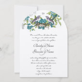 vogels Blauwgroen Paars en groene bruiloft uitnod Kaart (Voorkant)