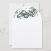 vogels Blauwgroen Paars en groene bruiloft uitnod Kaart (Achterkant)