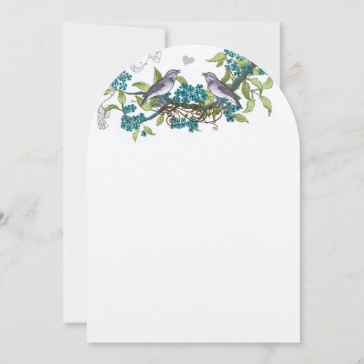 vogels Blauwgroen Paars en groene bruiloft uitnod Kaart (Achterkant)