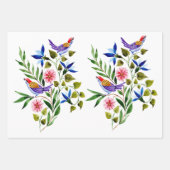 Vogels Bloemen Aquarel Verjaardag Bruids Bruiloft  Inpakpapier Vel (Voorkant 2)