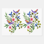 Vogels Bloemen Aquarel Verjaardag Bruidsfeest  Inpakpapier Vel (Voorkant 3)