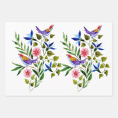 Vogels Bloemen Aquarel Verjaardag Bruidsfeestje  Inpakpapier Vel (Voorkant)