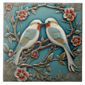 Vogels Bloemen Art Nouveau Geïnspireerd Natuur Pri Tegeltje (Voorkant)