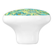 Vogels Bloemen Blauw, Geel Keramische Knop (Zijkant)