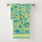 Vogels Bloemen Blauw, Geel, Taupe  Bad Handdoek (Insitu)