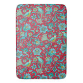 Vogels, Bloemen, Blauw, Rood Badmat (Voorkant Verticaal)