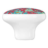 Vogels, Bloemen, Blauw, Rood Keramische Knop (Zijkant)