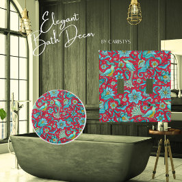 Vogels, Bloemen, Blauw, Rood Keramische Knop