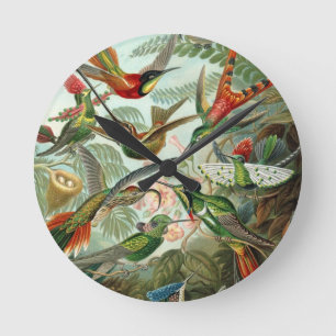 vogels bloemen bloem vogel natuur vintage schilder ronde klok