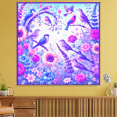 vogels bloemen canvas afdruk (Insitu (Woonkamer))