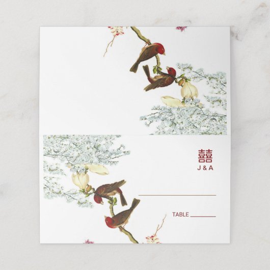 Vogels & Bloemen Chinees Trouwplaats + Menu Kaart (Buitenkant ongevouwen)
