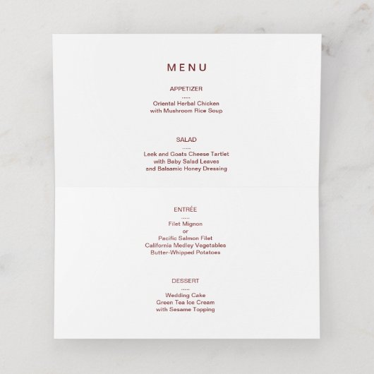 Vogels & Bloemen Chinees Trouwplaats + Menu Kaart (Binnenkant ongevouwen)