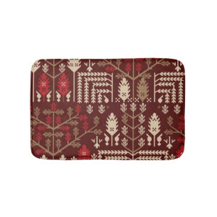 Vogels Bloemen Donkerblauw Patroon Badmat