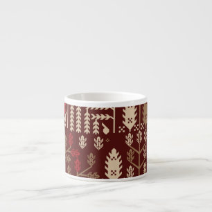 Vogels Bloemen Donkerblauw Patroon Espresso Kop