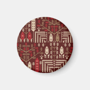 Vogels Bloemen Donkerblauw Patroon Magneet