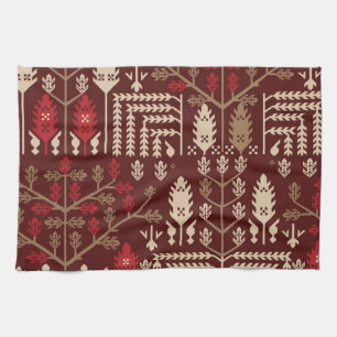 Vogels Bloemen Donkerblauw Patroon Theedoek