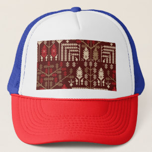 Vogels Bloemen Donkerblauw Patroon Trucker Pet